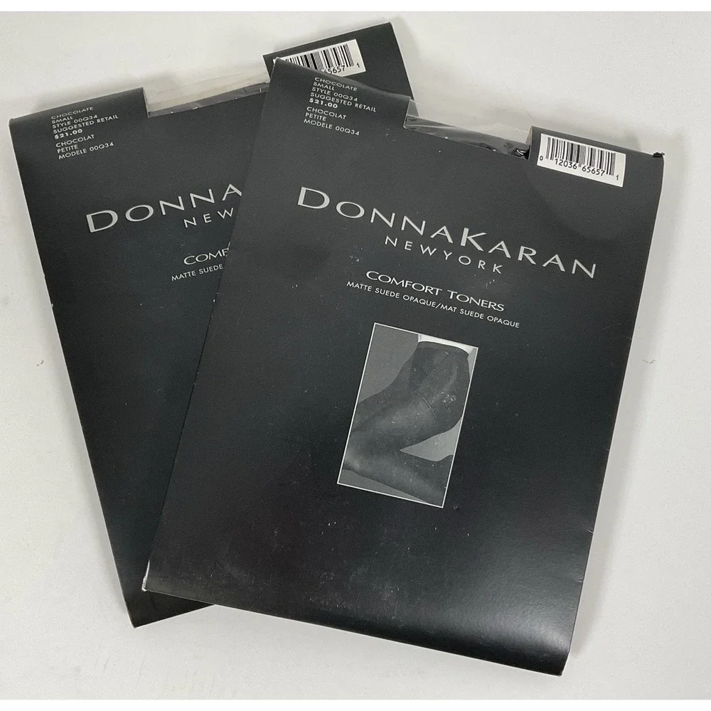 NIP Lot 2 Pair Donna Karan New York DKNY Comfort Toner Pantyhose Chocolate Small